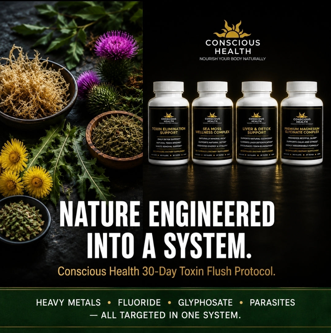 The Conscious Health Total Body Detoxification System™ — (4-Bottle Kit + 3 Expert Guides + Private Health Chat)